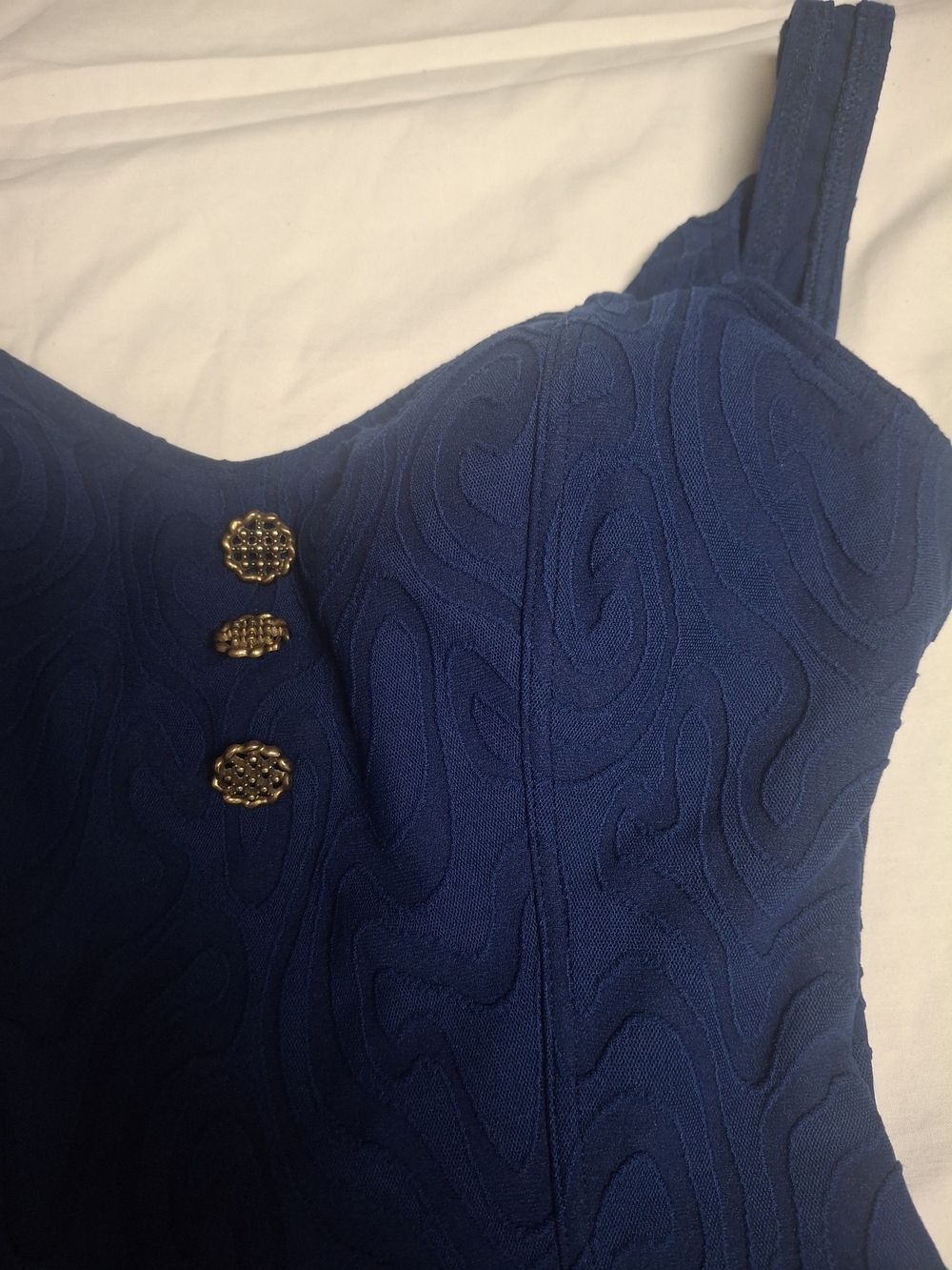 Vintage Maillot Baltex Body ID Blue Swirl Textured Swimsuit Made in Canada 10 S